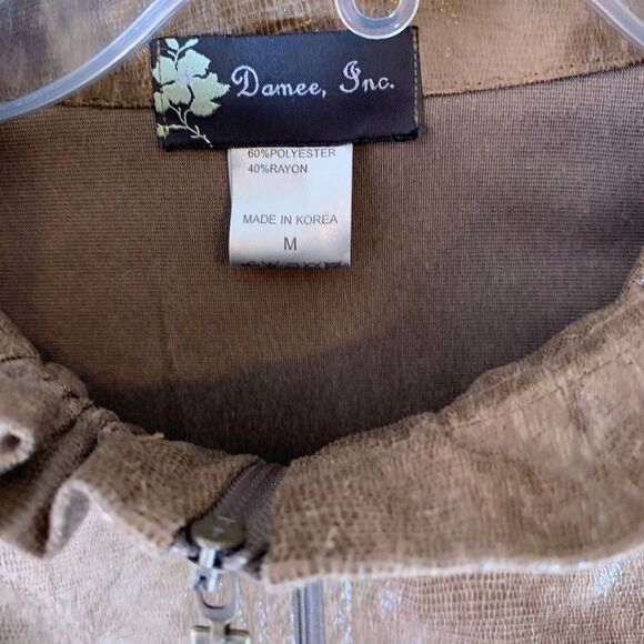 Damee Coated Jacket Hi Collar Stud Detail Size M - Picture 3 of 3